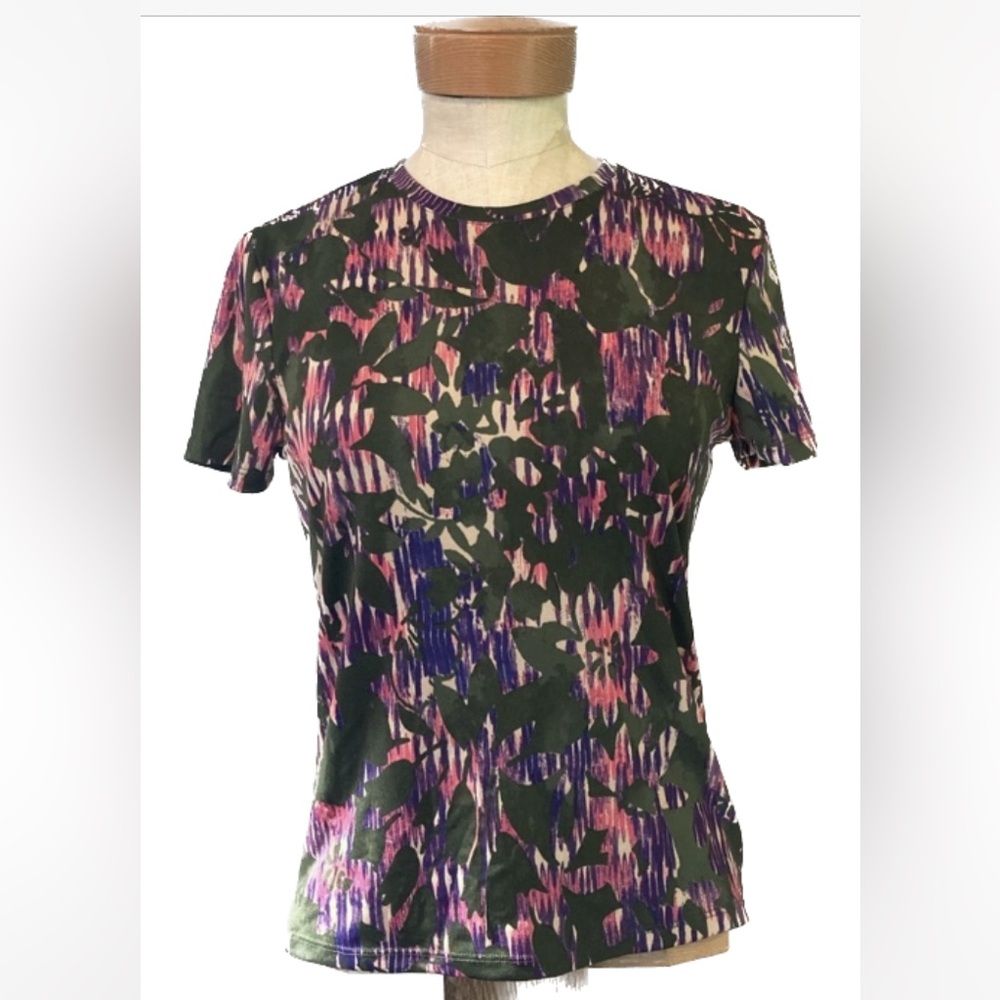 Versace Printed Floral Vintage Knit Top in Purple/Green